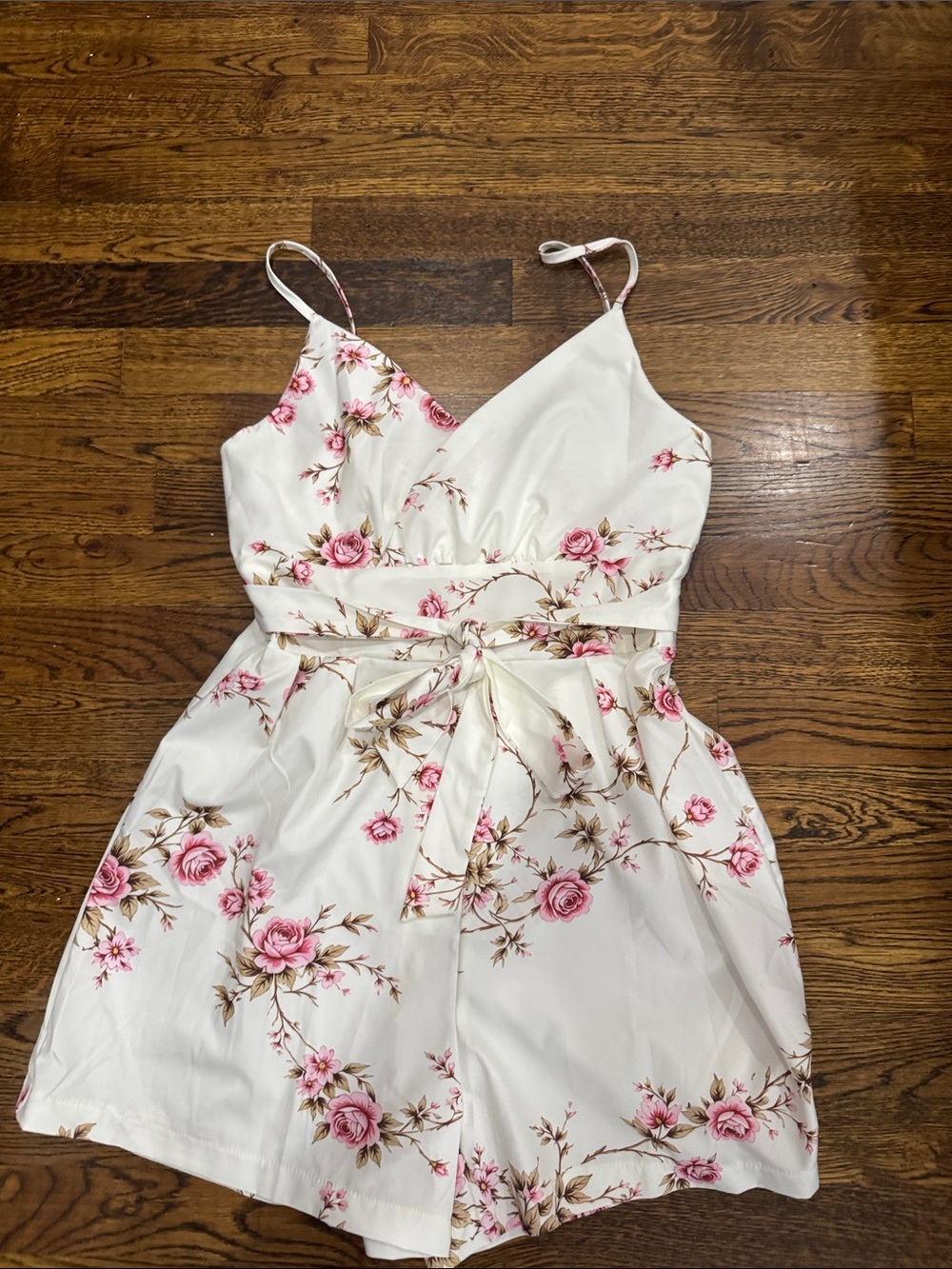 Floral Wrap-Front White & Pink romper